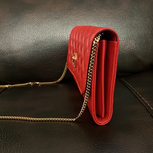SALE!! Versace red nappa icon medusa logo leather evening bag or wallet on chain - Picture 8 of 14